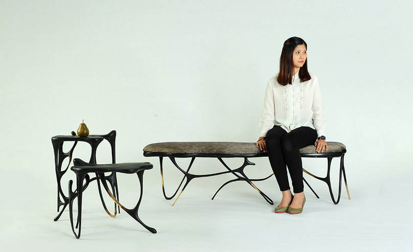 Ink calligraphy furniture by apiwat chitapanya flows like chinese brushstrokes